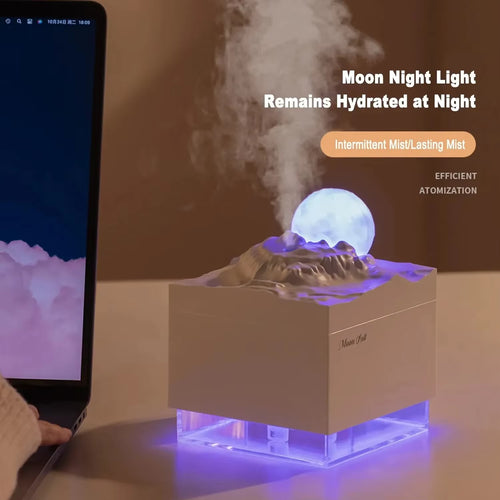 LED Moon Lamp Humidifier - Cool Mist Scent Diffuser with Essential Oils, Aroma Night Light for Home Office Bedroom Decor